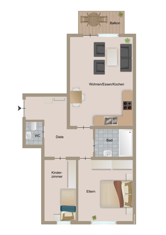 Grundriss Etagenwohnung Eberdingen / Hochdorf