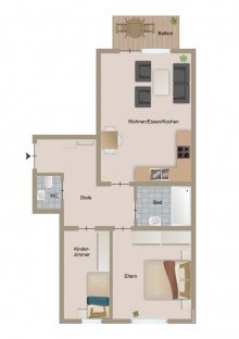 Grundriss +++ Verkauft +++ Erstbezug nach Sanierung: Designer-Wohnung vom Fein(sten)!