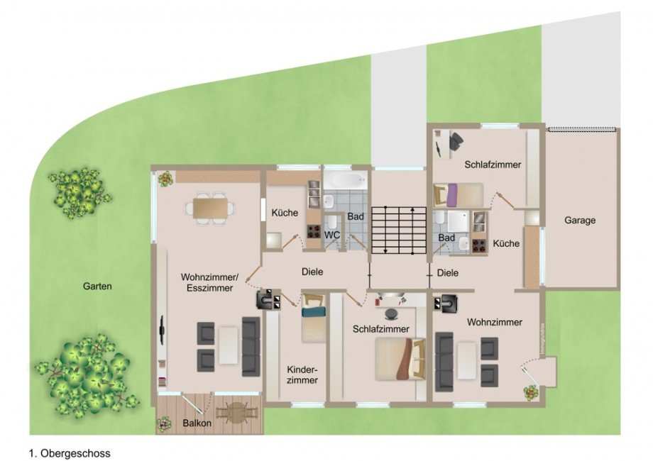 Grundriss 1.OG Mehrfamilienhaus Korntal-M�nchingen
