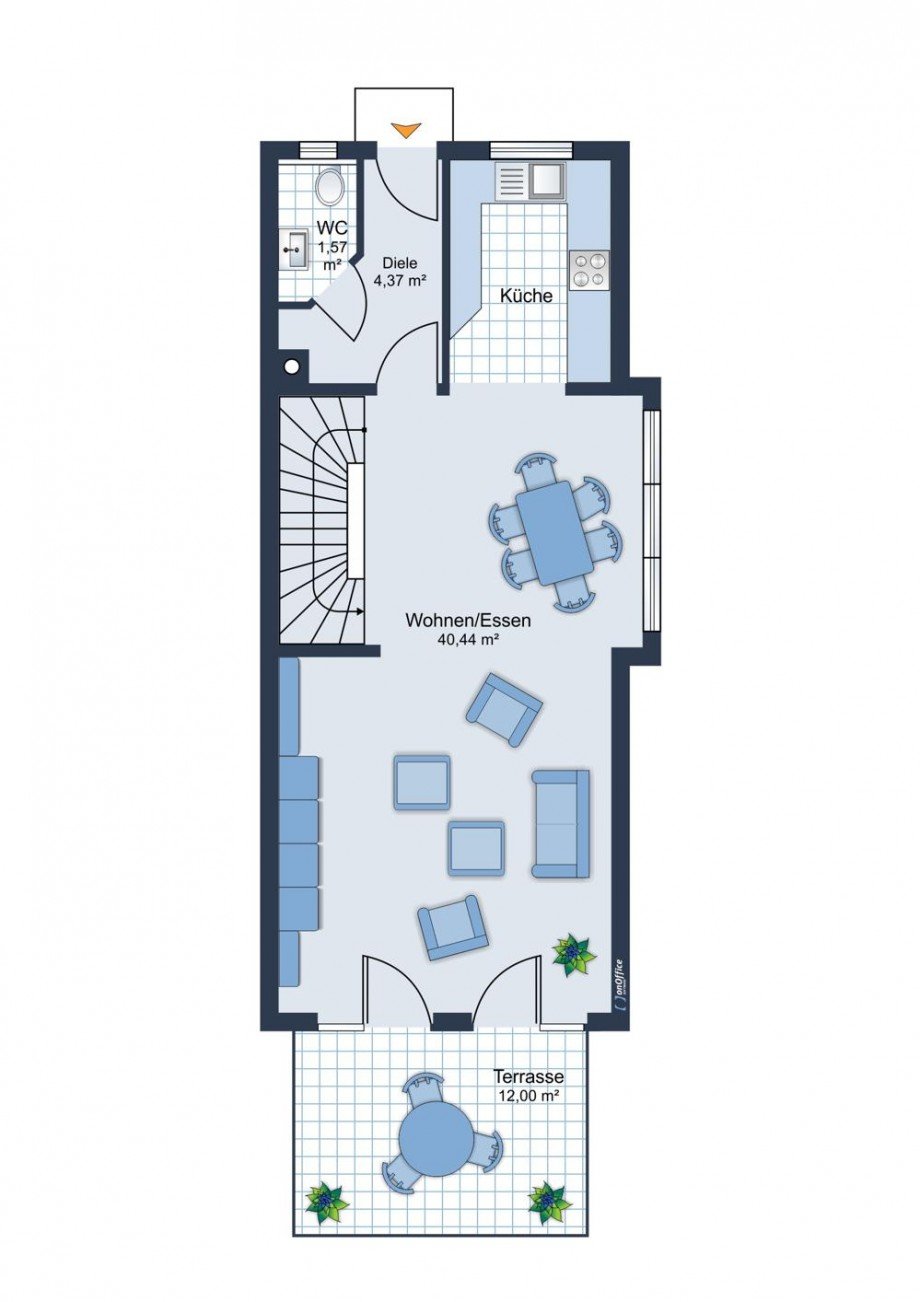 Grundriss EG Doppelhaush�lfte Stuttgart / Hausen