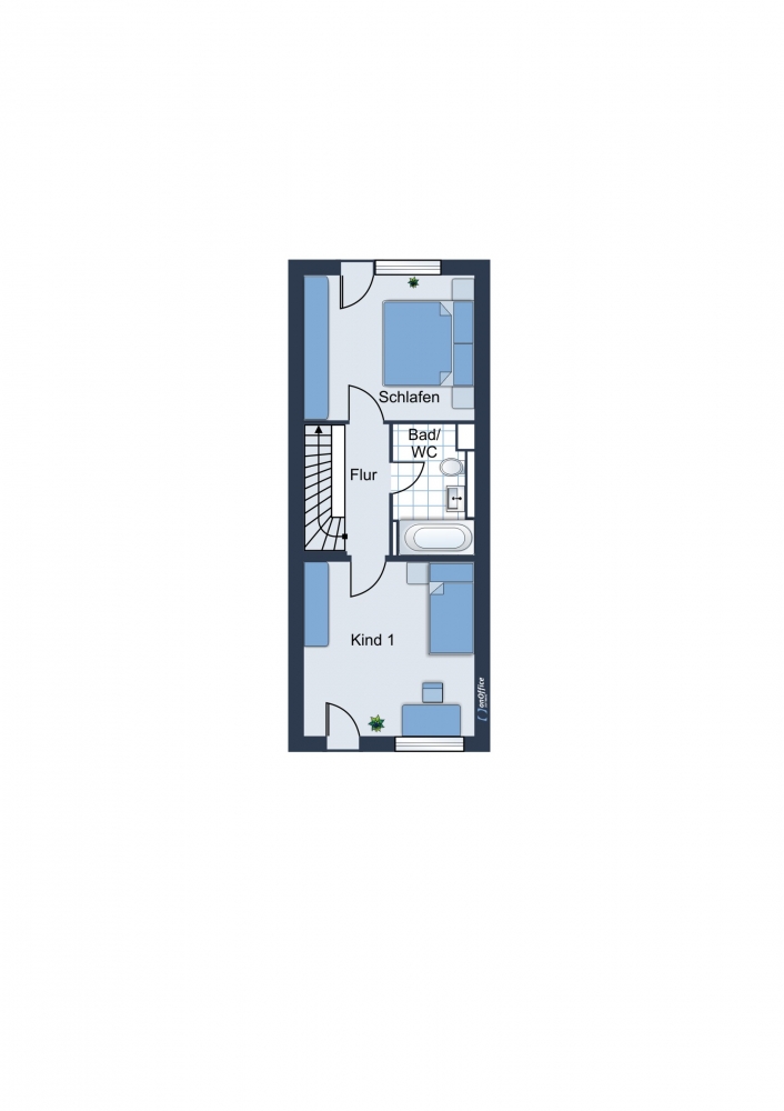 Grundriss OG Reihenmittelhaus Stuttgart / Hausen