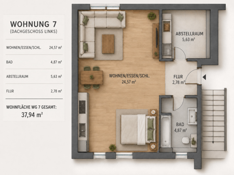 Grundriss DG Etagenwohnung Vaihingen an der Enz