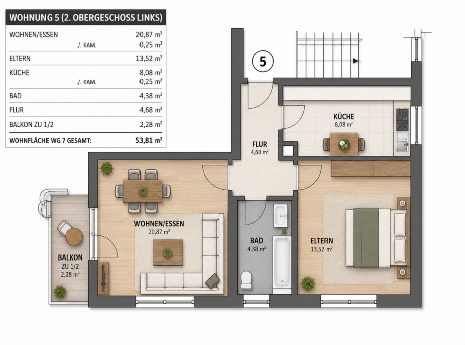Grundriss OG Etagenwohnung Vaihingen an der Enz