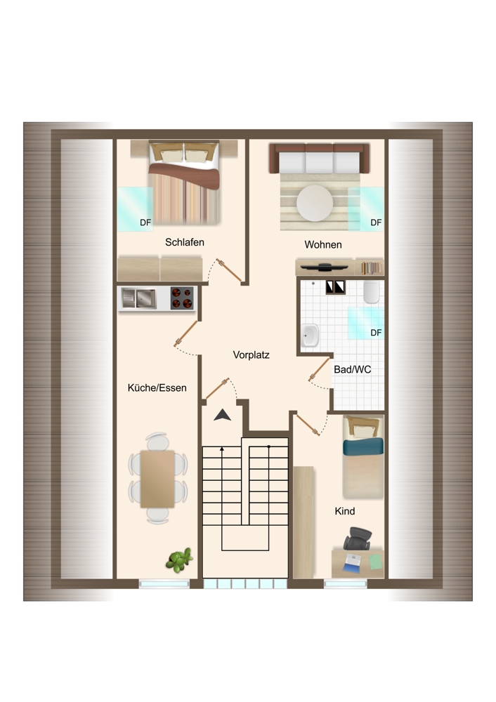 Grundriss Dachgeschosswohnung Wiernsheim / Pinache
